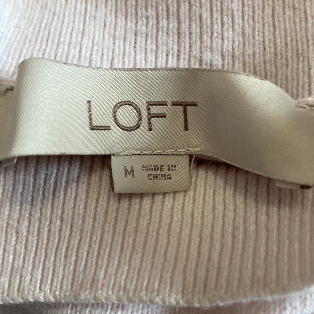 LOFT Soft Light Dusty Pink Mock Neck Sweater Sz M - Picture 8 of 11